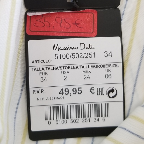 Massimo Dutti Striped V Back Bell Sleeve Top - Picture 8 of 8